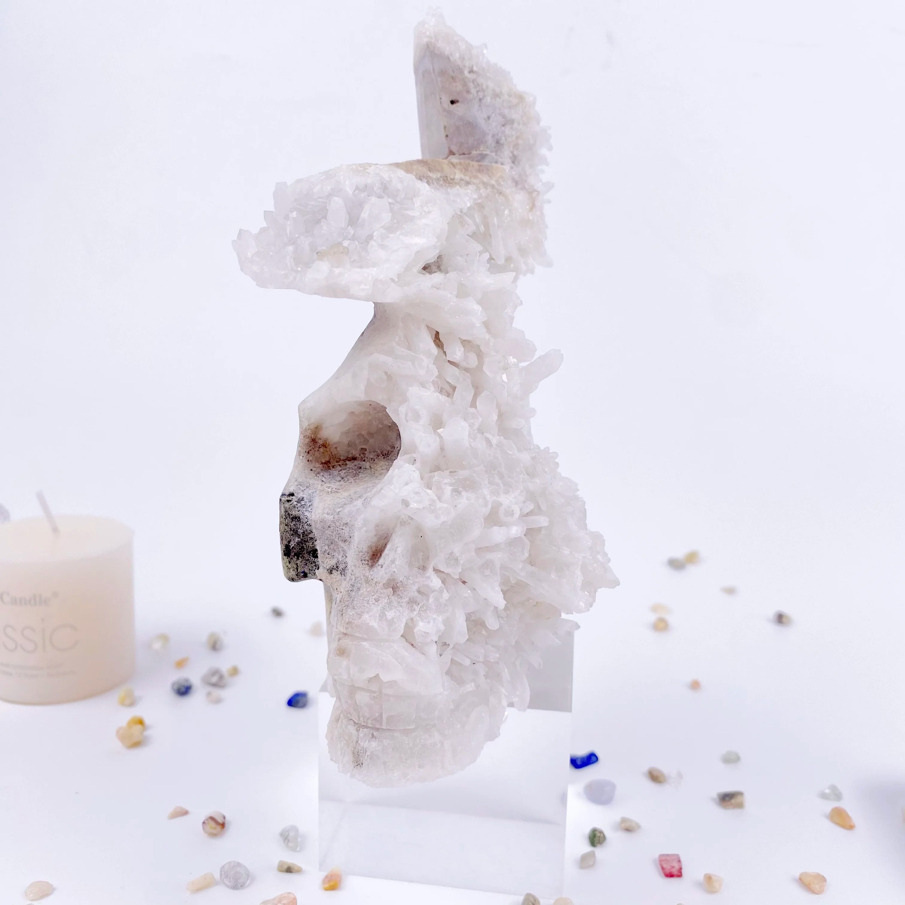 New Arrival Product Clear Quartz Cluster  Skulls Crystal Carving for Meditation Home Decoration