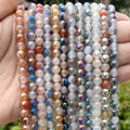 6/8/10mm Natural Stone Beads Colorful Cracked Agates Round Spacer Loose Beads for Jewelry Making DIY Bracelets Accessories 15''