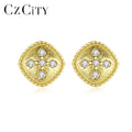 CZCITY Fashion Stud Jewelry 2025 Sterling Silver Earrings 18K Gold Plated AAA Cubic Zircon Setting Earring