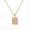 Zodiac Necklace Gold Plated Stainless Steel Charms Pink Shell Women 12 Horoscope Sign 18k Gold Plated Necklace