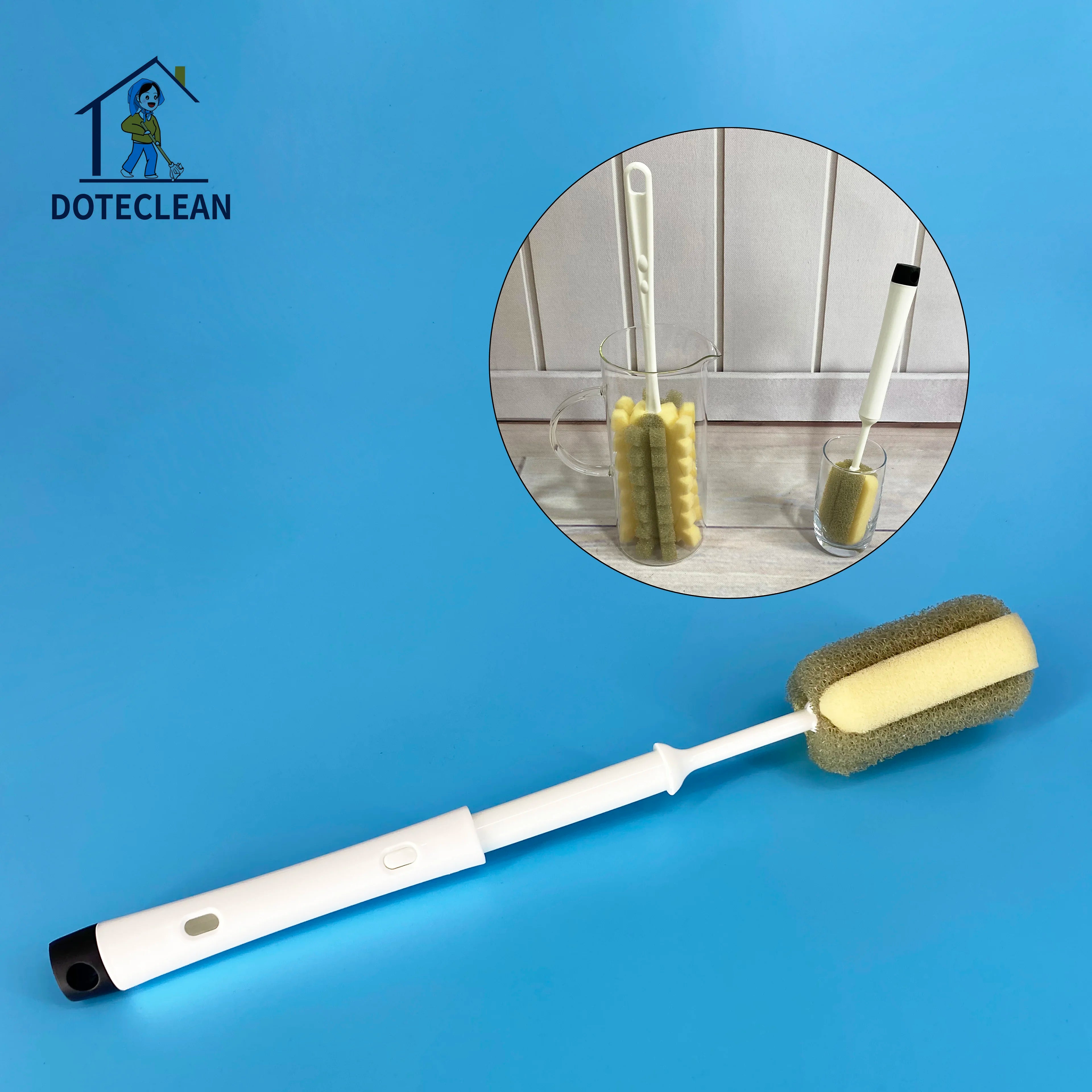 360 Degree Rotating Long Handle PP Sponge Eco-Friendly Baby Bottle Cleaning Brush