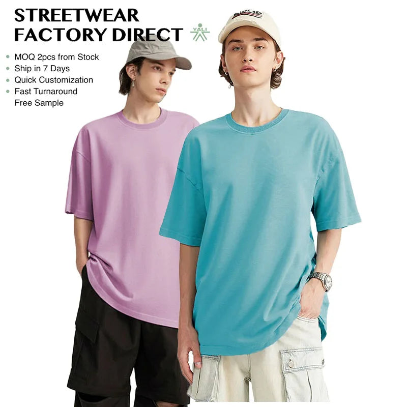 Wholesale Custom Logo 100% Cotton Drop Shoulder Oversized 280gsm Heavyweight T-shirt for Men