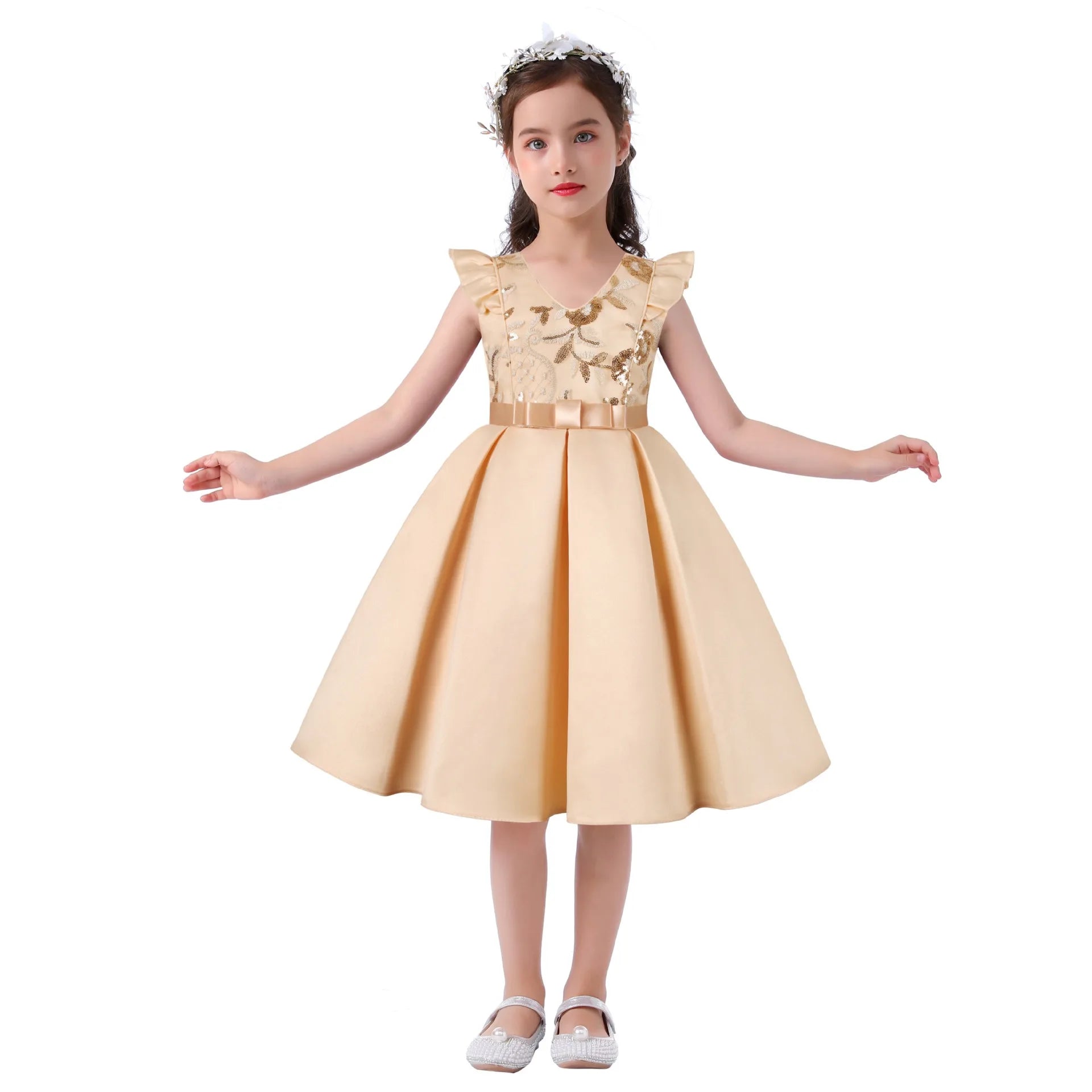 Hot Sale Red Ball Gown Children's Beautiful Sleeveless Baby Dresses Summer Wear Girl Kids Party Frock Dress C0062