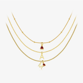 FUAMAY Fashion 925 Sterling Silver DIY Letter Necklace 18K Gold Plated S925 Silver DIY Birthstone Pendant Letter Charm Necklace