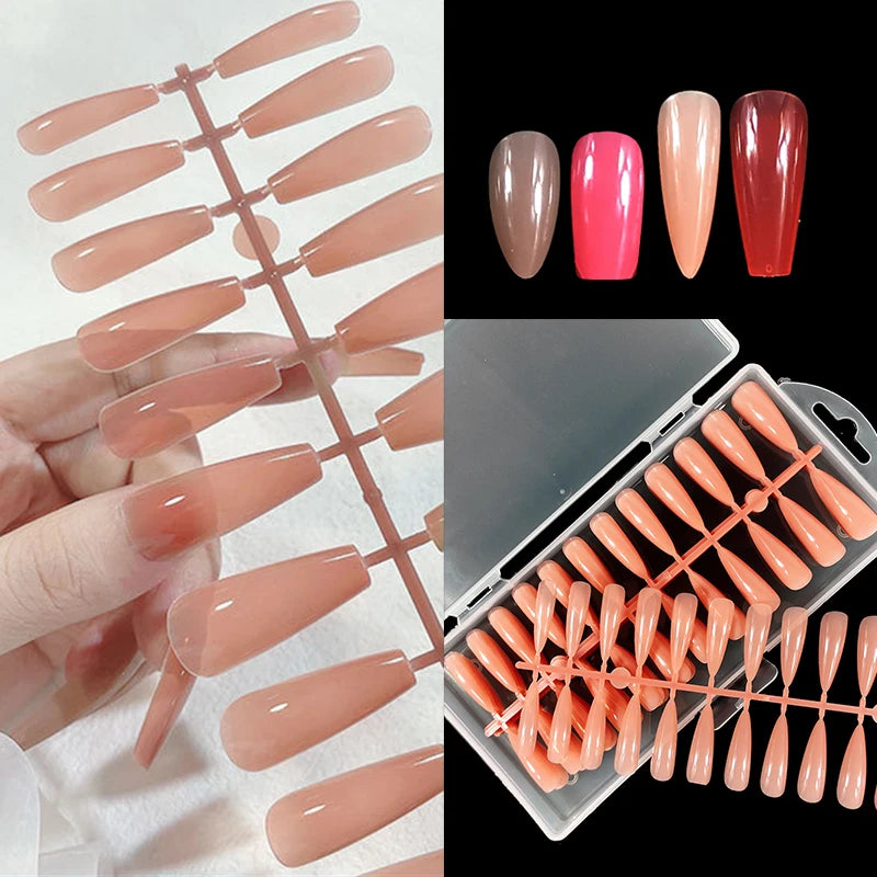 12 Sizes Nail Extension Tips Colorful Ballerina Acrylic Nail Tips Full Cover
