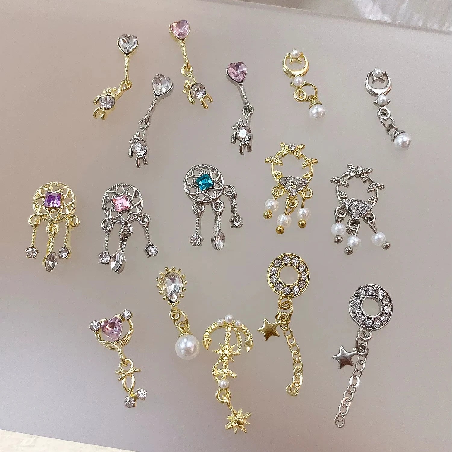 Super Flash Luxury Metal Chain Pendant 3D Internet Celebrity Pop Tassel Water Diamond Nail Rhinestones Jewelry Made Alloy
