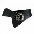 Retro Stretch PU Waist Belt for Ladies Wide Elastic Waist Seal With Alloy Round Buckle Trendy Accessories