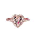 Love Heart Band 925 Sterling Silver Morganite Zircon Jewelry Wedding Gift Engagement Rings