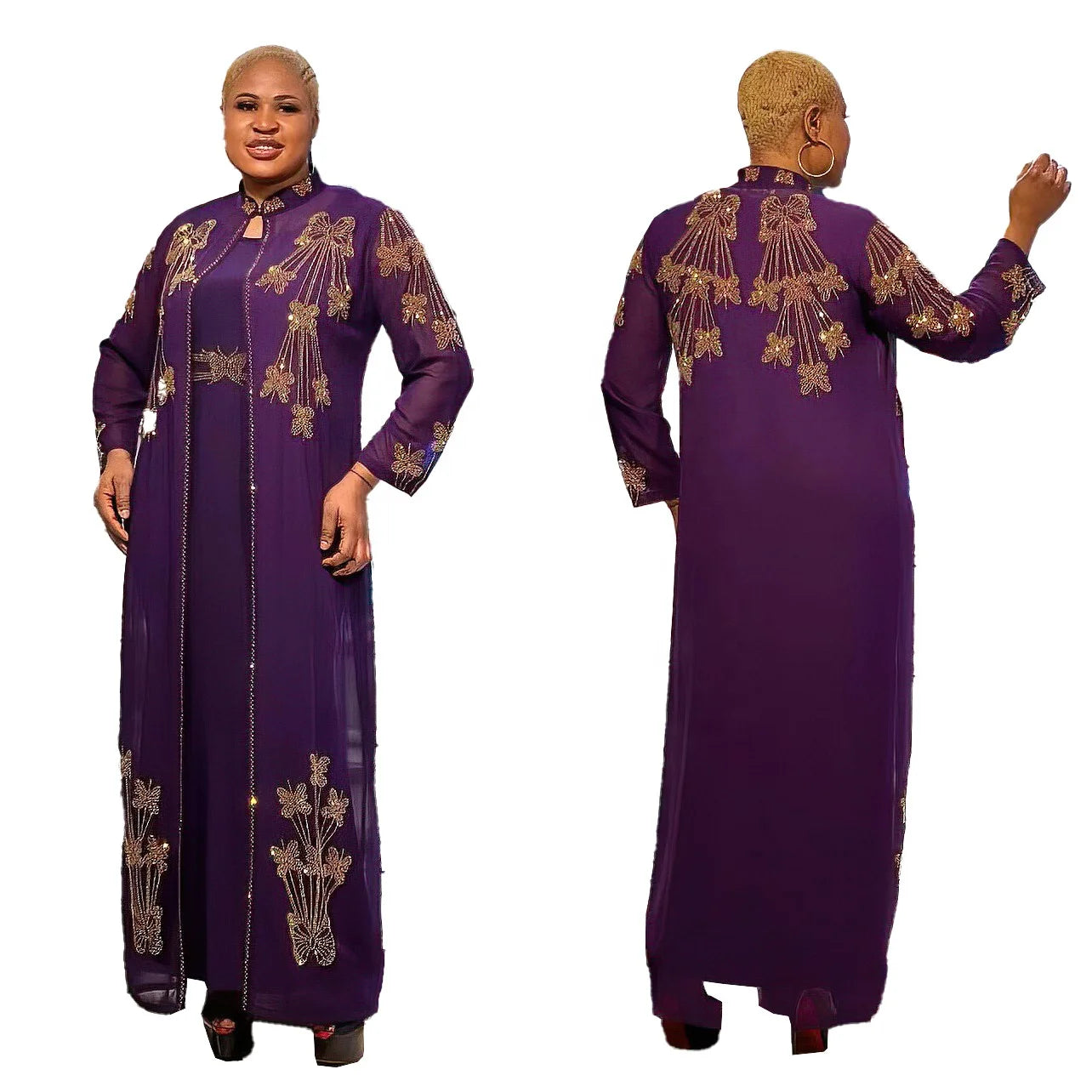 Hot Sale Luxury African Design Two-Piece Women's Clothing Sets Rhinestone Accented Dresses Plus Size Summer Season