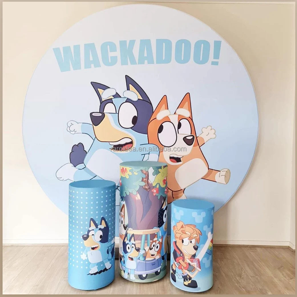 Cartoon Party Round Custom Birthday Arch  Cover Backdrop for Party