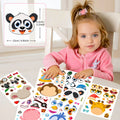 6 Sheets/pack Small Animal Stickers for Children Educational Creative Puzzle Face-changing Stickers