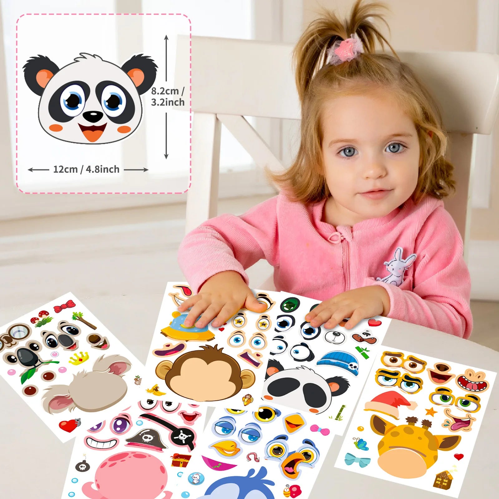 6 Sheets/pack Small Animal Stickers for Children Educational Creative Puzzle Face-changing Stickers