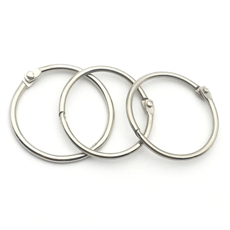 Shuokecrafts 60mm Inner Diameter Silver Nickel-Free Metal Binder Rings Loose Leaf Hinged Design for Office Binding