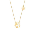 Non Tarnish 18K Gold Plated Rose Flower Necklace for Women Fashion Waterproof Dainty Stainless Steel Flower Necklace for Summer