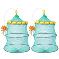 Portable Green Floating Fishing Basket Cage Multifilament Nylon and Rubber Coated for Lobster and Bait Storage
