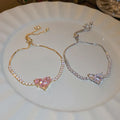 DAIHE Luxury Zircon Heart Adjustable Bracelet Korean Fashion Design Friendship Bracelet