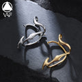 VAF Streamlined Hollow Unisex Ear-Cuffs Stainless Steel Hand Polished Finish Alien Appearance Gestrafft Ohrstulpe