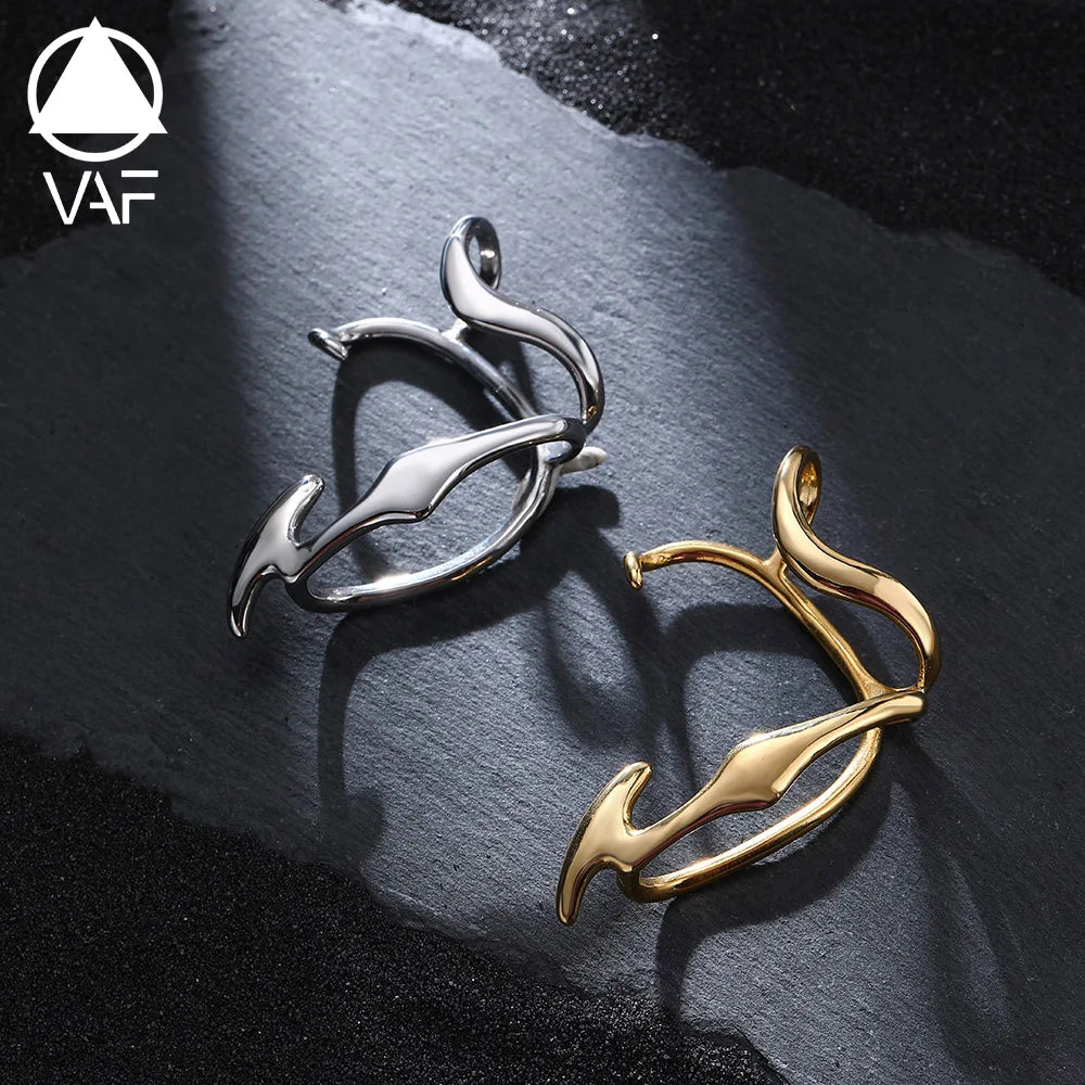 VAF Streamlined Hollow Unisex Ear-Cuffs Stainless Steel Hand Polished Finish Alien Appearance Gestrafft Ohrstulpe