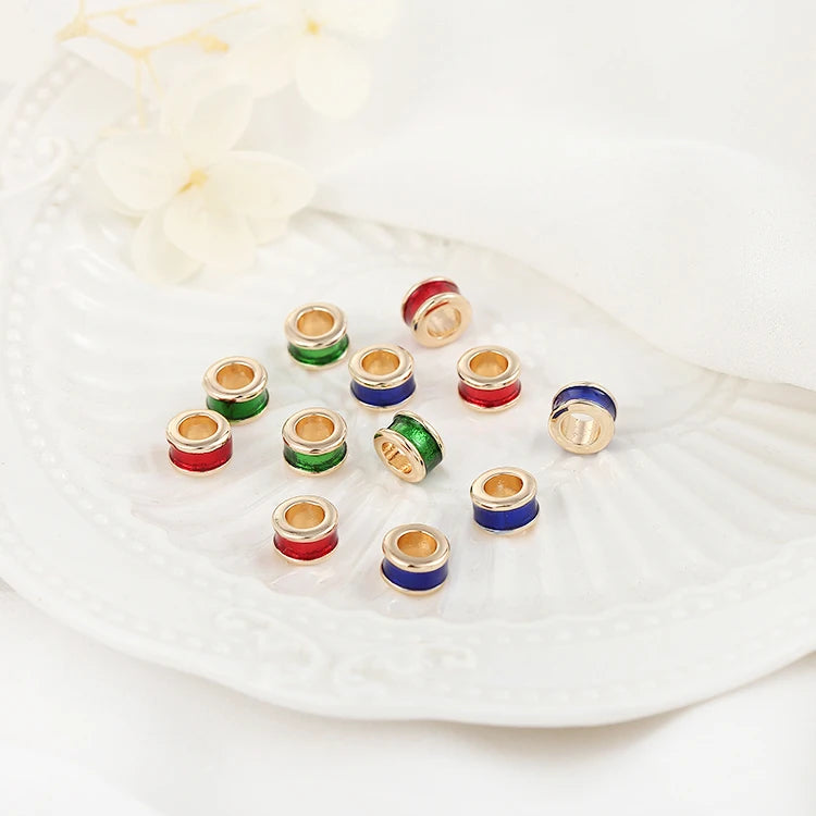 14K Gold Plated Interval Bead Multi Color Red Blue Green Space Bead for Bracelet Jewelry Making Accessories MegaBDM