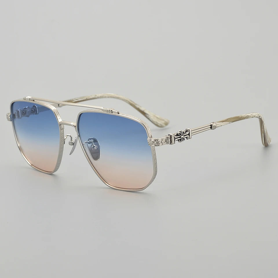 CH8077 Pilot Colored Blue Dazzling Black Tea Lens Large Frame Special Youth Ladies Cycling Bike Ray Sunglasses Logo Custom 2024