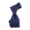 Men Suit Business Tie Handmade Tropical Plant Palm 100 Polyester Dark Blue Twill Slim Skinny Custom China Supplier Necktie Price