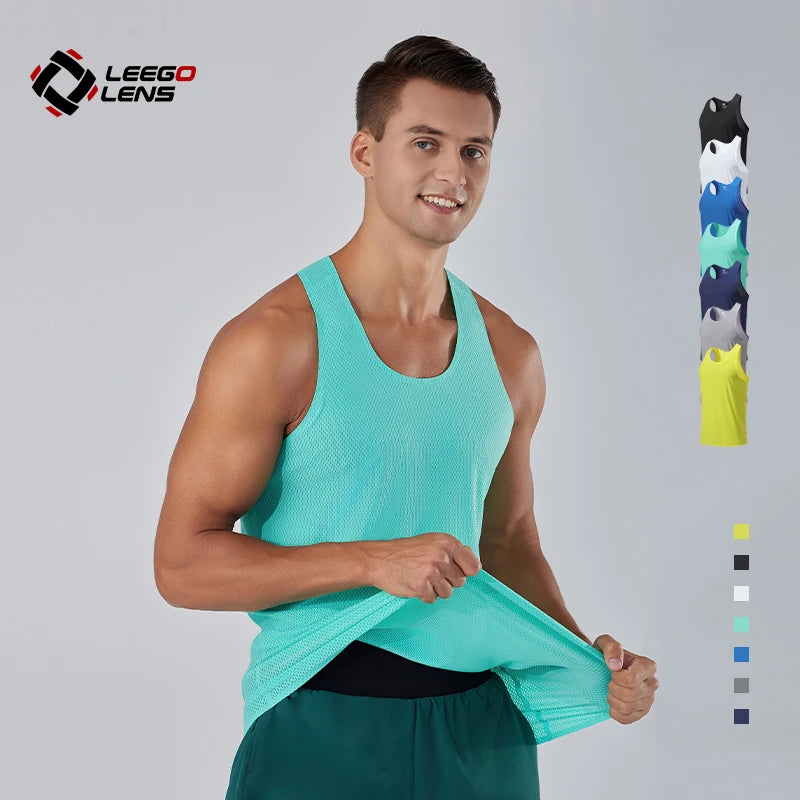 Custom Men's Breathable Sleeveless Tank Top Quick Dry Gym Running Singlet for Summer Outdoor Fitness Sportswear OEM Wholesale