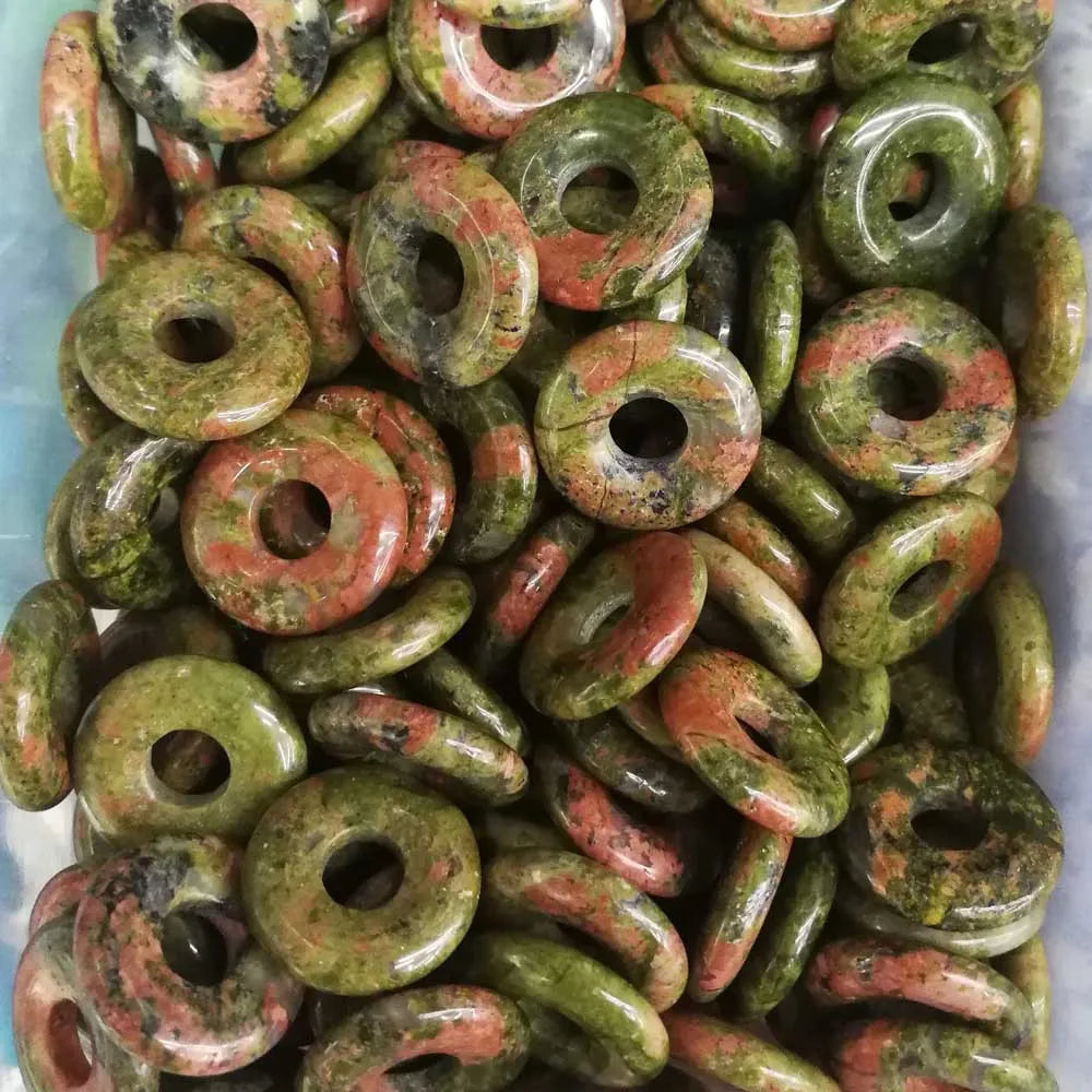HZ HZ Natural Gemstone Unakite Round Donut Shape Pendants Necklace Materials Classic Jewelry Party Gift