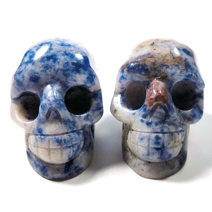 Huiying China hand carved 2 inch natural blue spot jasper stone skulls sculpture for sale or decoration Crafts