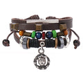Wholesale Men's & Women's Trendy Fashion Bracelets with Skull Pendant Real Leather Charm Jewelry