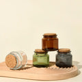 Wholesale DIY Cup Clear Amber Green  Gray  Container Empty 4oz 100Ml Glass Candle Jar With Cork Lid Candle Vessel