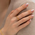 New French Design Fashion Lady Rings PVD Gold Plated Stainless Steel Beads Rings Open Size Wholesale Price Jewelry Rings