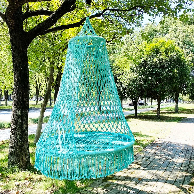 Swing Chair Factory Wholesale Outdoor and Indoor Cotton Round Bohemian Rope Hande Made Swing Chair With Tassel