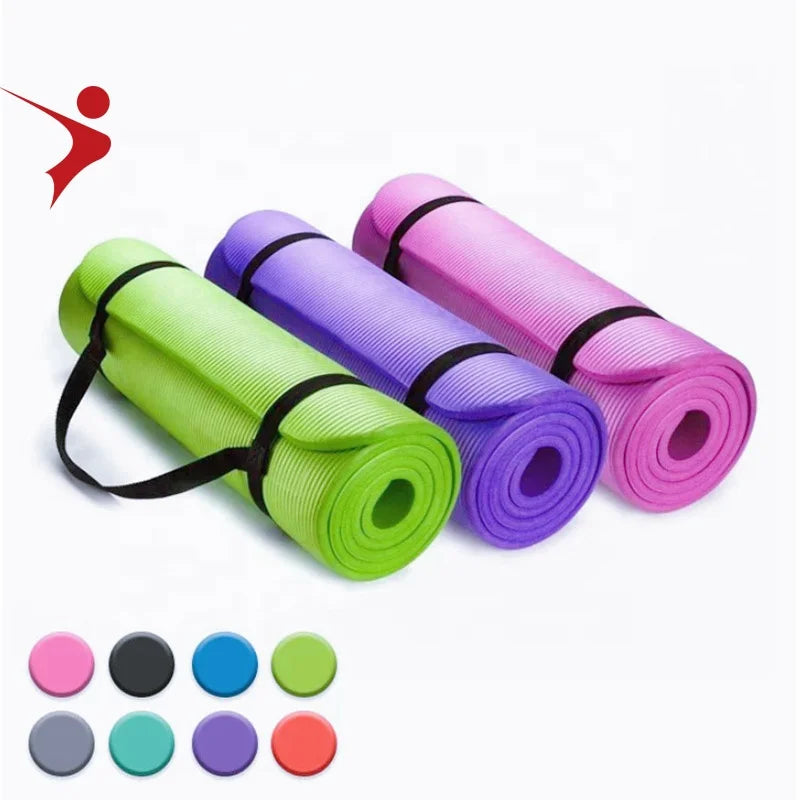 ECO Friendly Natural Rubber Jute Yoga Mat Hot Selling Fitness  Position Line Waterproof Non-slip NBR Yoga Mat With Free Strap