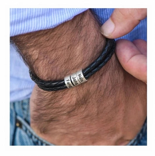 BINSHUO Nepal Multilayer Leather Woven Bracelet Jewelry Stainless Steel Custom Name logo Men Bracelet MegaBDM