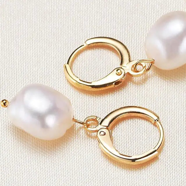 Gold Wholesale Factory Custom Special Shaped Baroque Freshwater Pearl Earring Girly Elegant Earrings