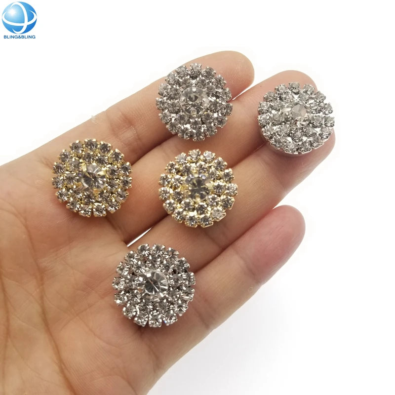 New Glitter Silver Crystal Shirt Accessories Rhinestone Metal Clip on Button Covers for Women Men Sleeve Suit Cufflinks Decor