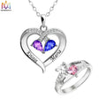 Custom Name Birthstone Necklace and Ring Set Women Jewelry Accessories Set Wholesale
