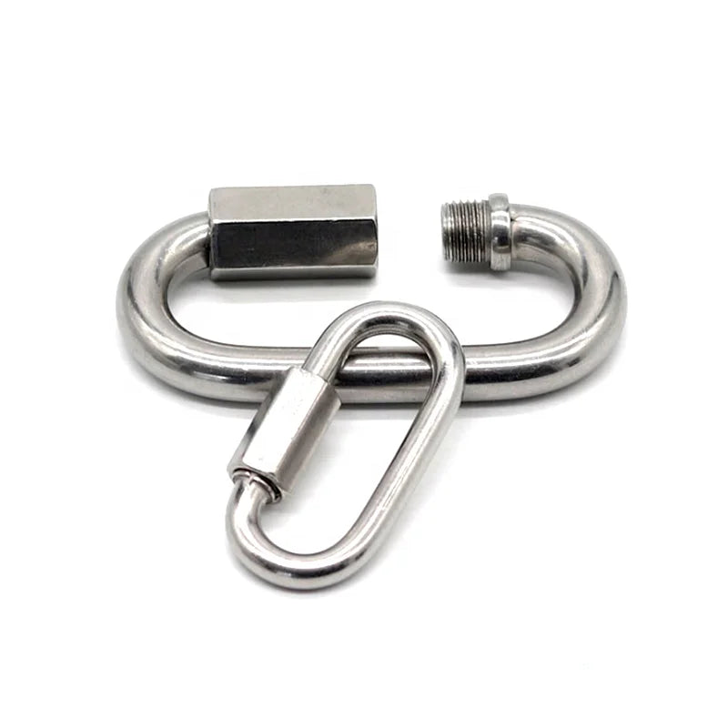 D-Shape Aluminum Alloy Quick Link Chain Natural Color Carabiner Connector Keychain Ring Buckle 6mm-10mm Diameter 175-2800lbs
