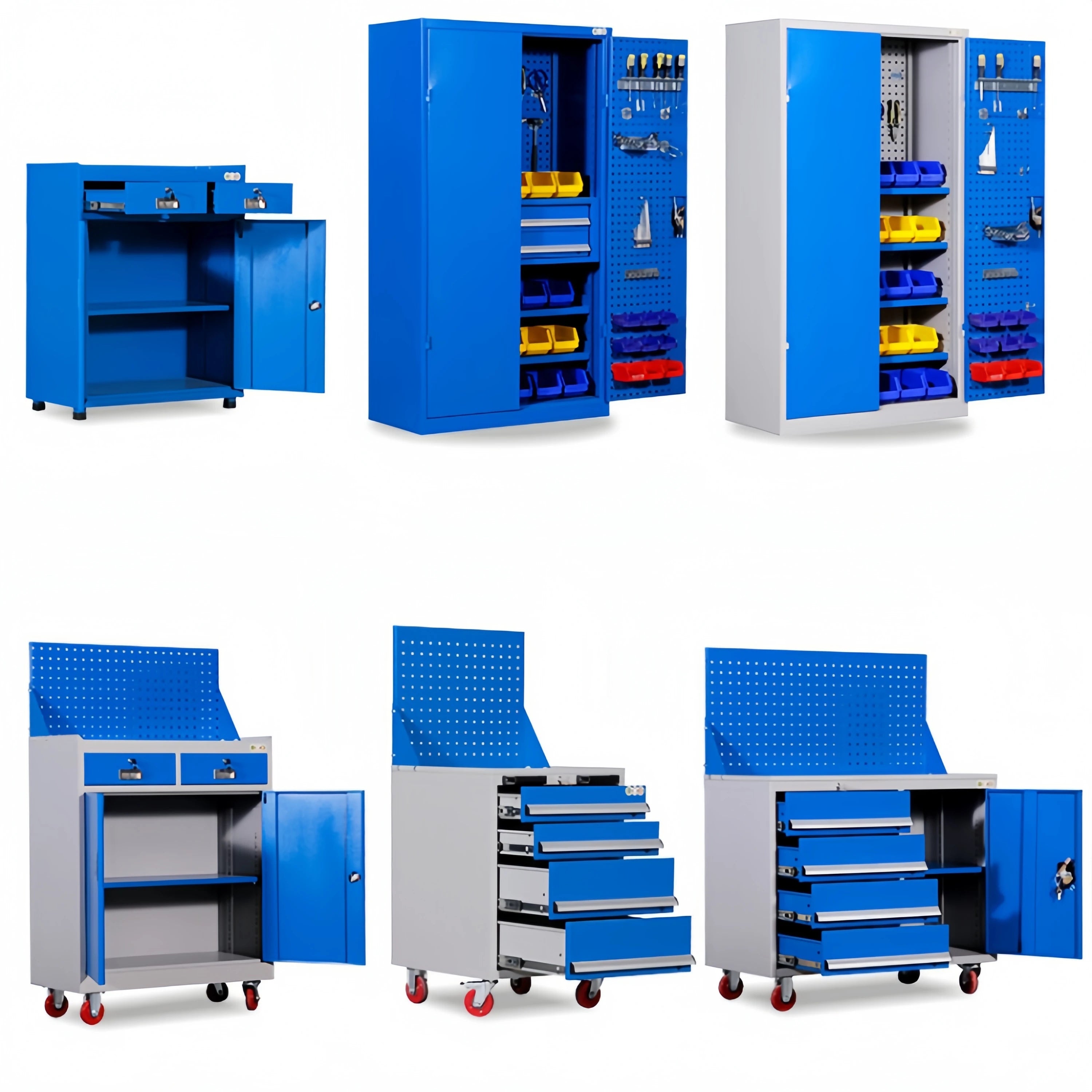 Workshop Tool Storage Cabinet Tools Hanging Locker with Pegboard Steel Drawers for Small Parts Metal Tool Cabinet