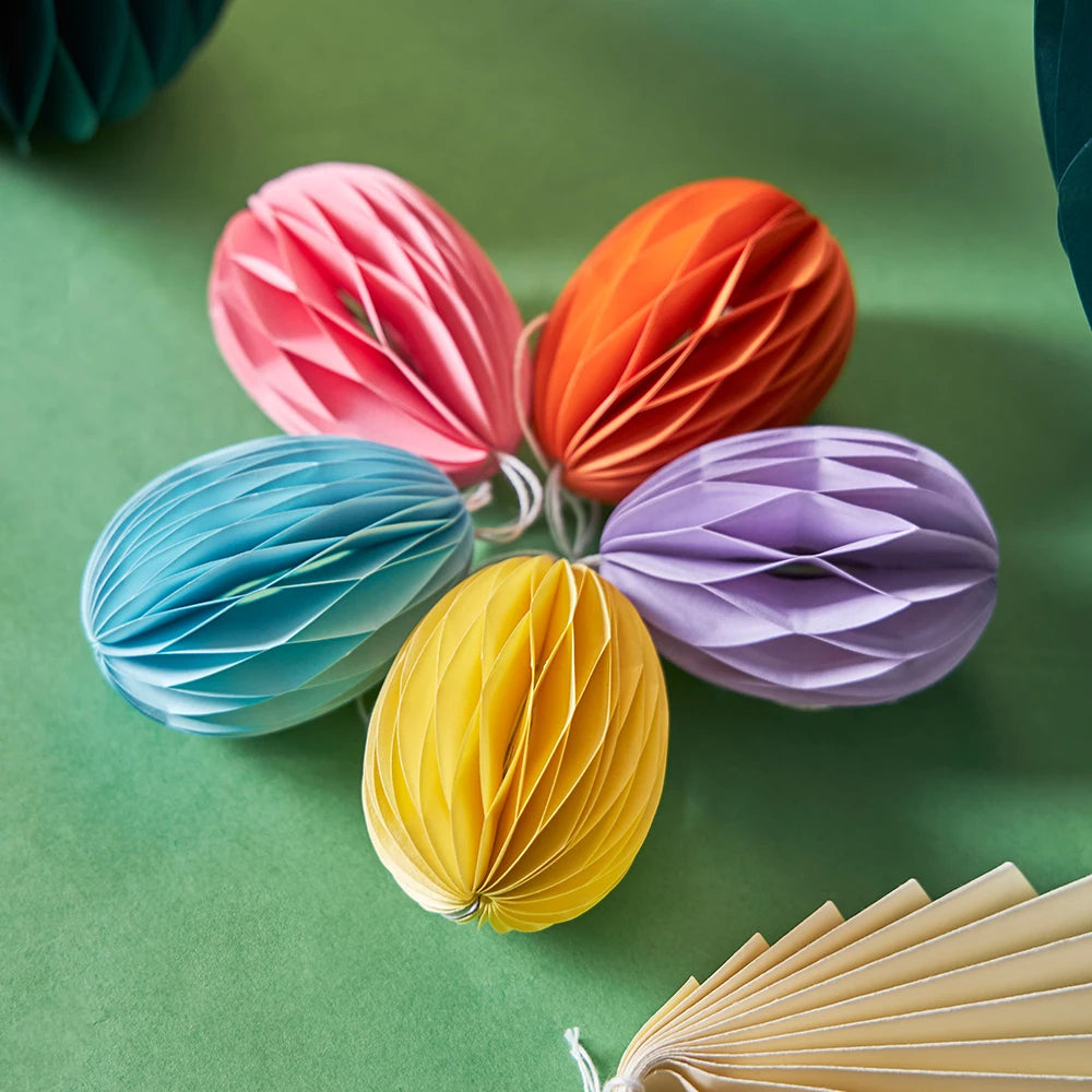 Wholesale Easter Paper Egg Baubles Paper Ball Honeycomb for Easter Party Decoration Paper Product Opp Bag Picture Wall Decor