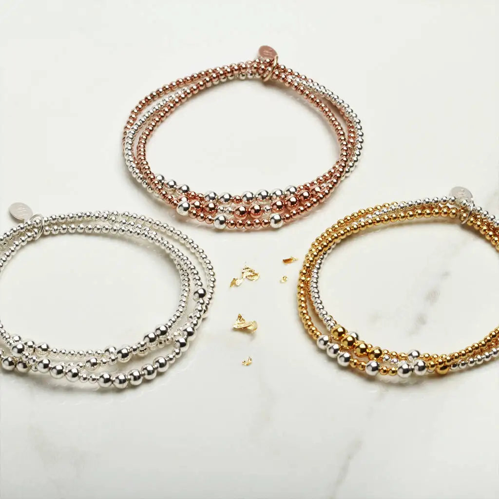 Inspire Jewelry Fashion Jewelry Triple Layered Beads Fashion Multi Circle Bracelet for Women Personalized Braille Code Bracelet