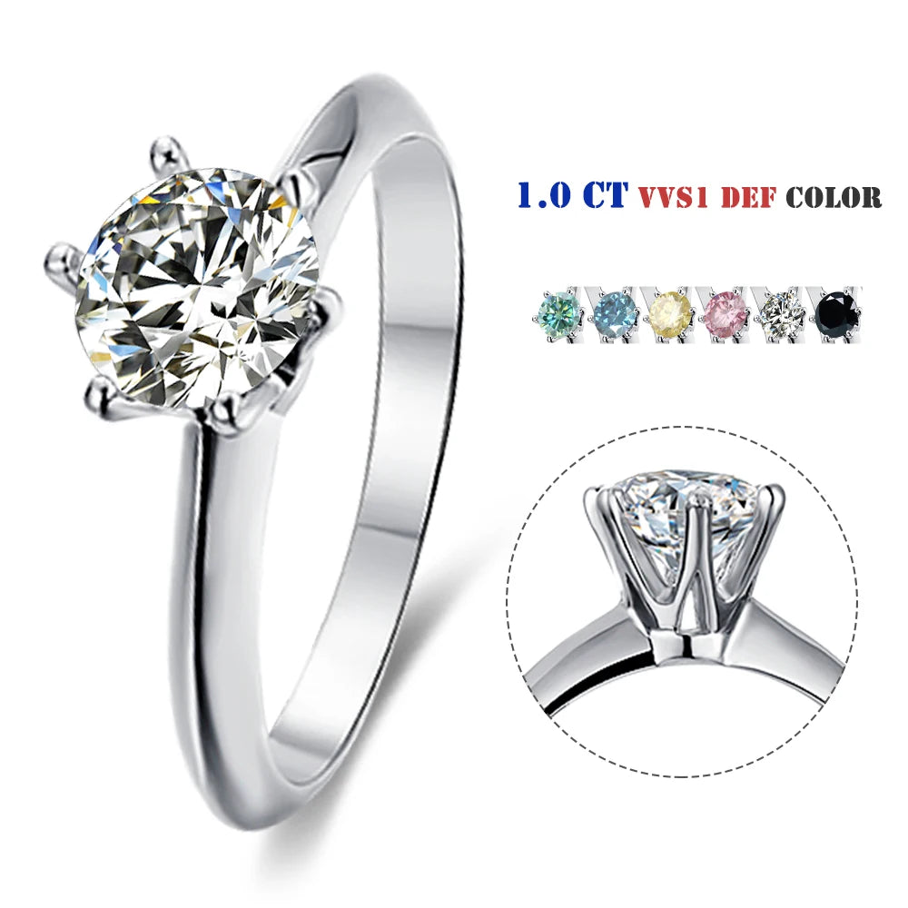 Abiding Jewelry Engagement Moissanite Diamond Jewellery Wholesale 925 Sterling Silver 1 Carat Women Moissanite Ring MegaBDM