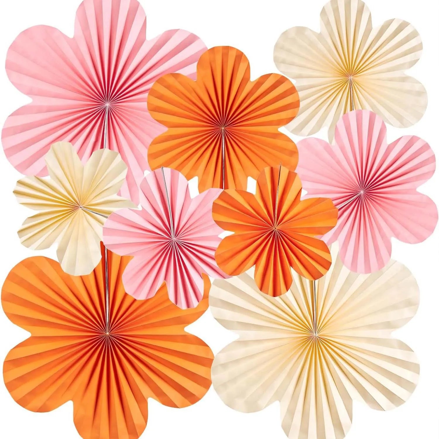 Hanging Paper Flowers Fan Party Decorations Fiesta Party Flower Wall Backdrop Classroom Decor Spring Party Decoration Set of 9