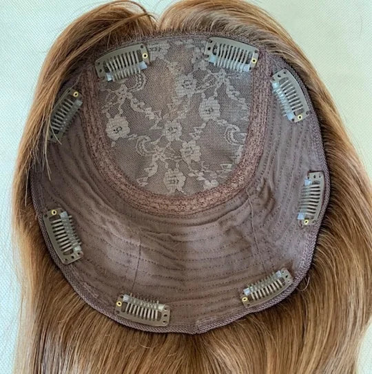 Mongolian Remy Human Hair Topper 8*8 Inches Natural Straight 16" Length 130% Density Silk Base Closure High Quality