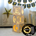 3pcs/Set Eid Mubarak Balloons Boxes for Ramadan Kareem Muslim Islamic Festival Party Diy Decor Eid Moon Star Castle Boxes