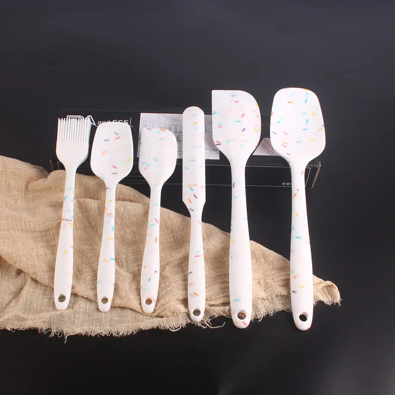 Hot Sales Heat Resistant Non Stick  6Pcs Confetti  Silicone Spatula  Set for Cooking Baking and Mixing