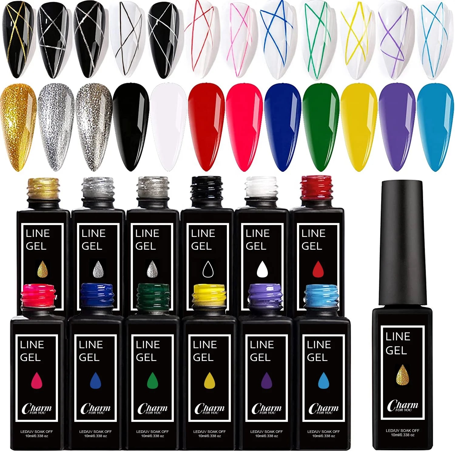 12 Color UV Gel Nail Liner Paint 3D Line Painting Gel Polish
