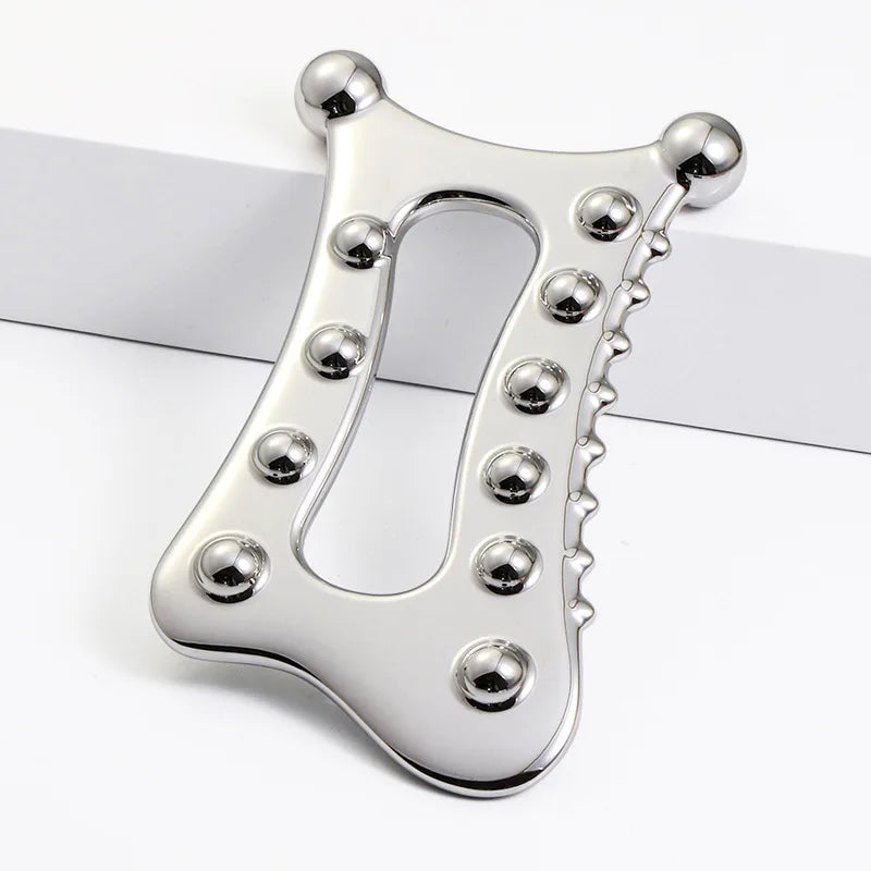 Hot Sale Body&Facial Zinc Alloy Fishbone Shaped Guasha Massage Tool Facial Massage Device
