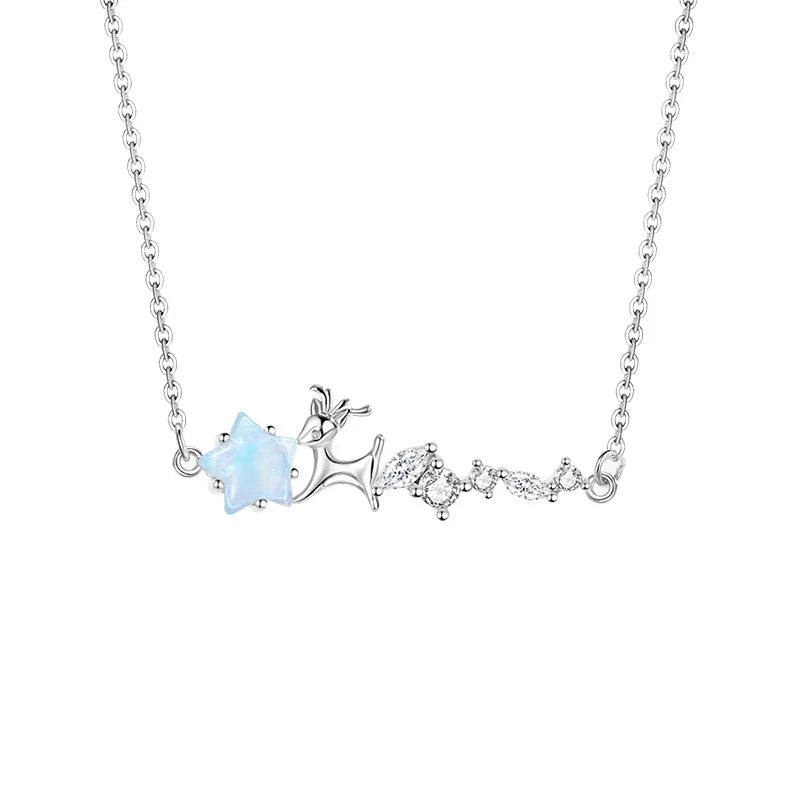 D1359 925 Sterling Silver Necklace Deer Link Chain Adjustable Custom Necklace