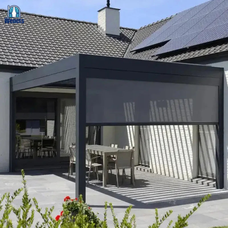 Zip Track Outdoor Roller Blind Motorised for Decks Porches  Backyards Gazebos Terrace Balconies